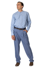 Load image into Gallery viewer, Light Blue Band Collar Men's Cotton Shirt