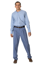 Load image into Gallery viewer, Light Blue Band Collar Men's Cotton Shirt