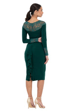 Load image into Gallery viewer, Long-Sleeved Tango Dress with Lace Décolletage