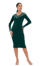 Load image into Gallery viewer, Long-Sleeved Tango Dress with Lace Décolletage
