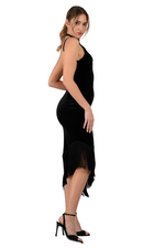 Load image into Gallery viewer, Low Back Velvet Dance Dress With Fringed Hem