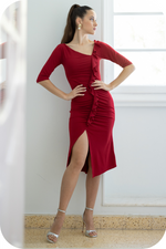 Load image into Gallery viewer, Bodycon Dance Dress With Front Ruffles And Gatherings