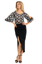 Load image into Gallery viewer, Metallic Lace Tango Top With Bell Split Sleeves