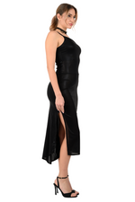 Load image into Gallery viewer, Metallic Tango Dress With Asymmetric Neckline