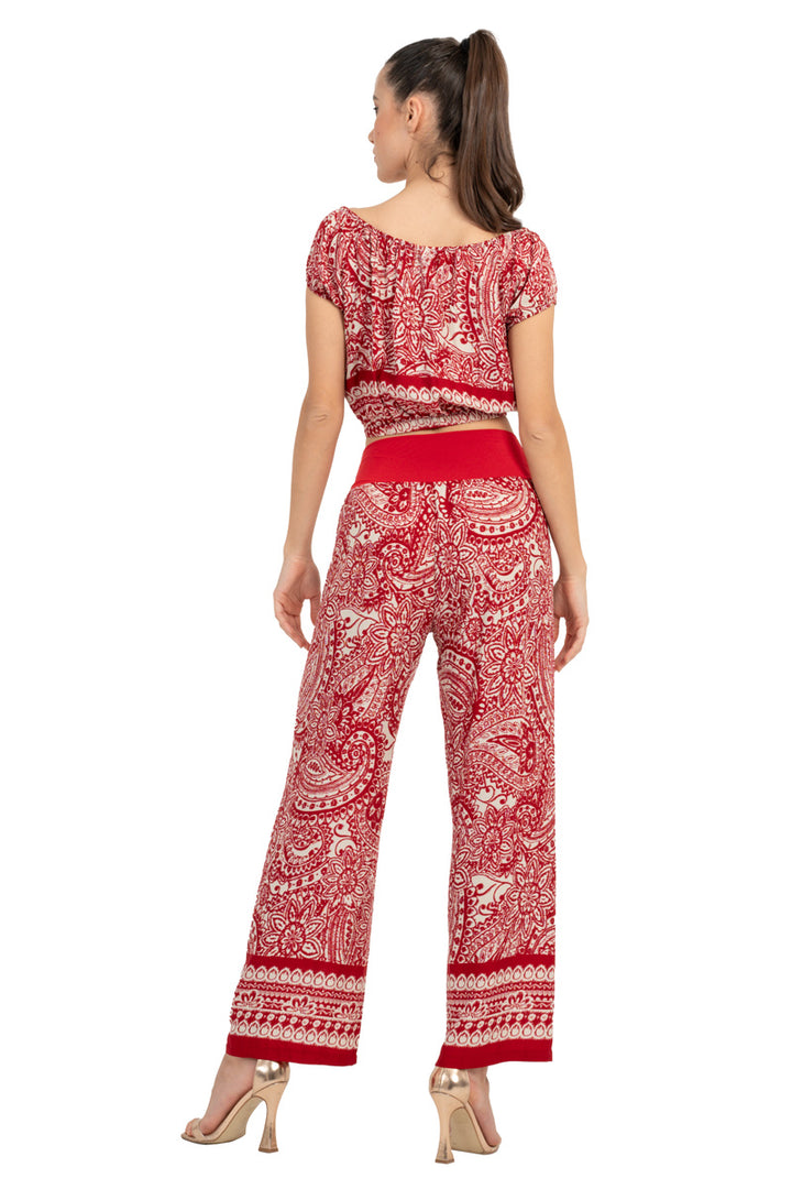 Red Mandala Paisley Print Tango Pants