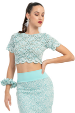 Load image into Gallery viewer, Mint Floral Lace Fishtail Skirt