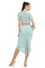 Load image into Gallery viewer, Mint Floral Lace Fishtail Skirt