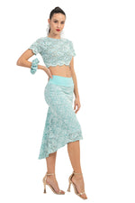 Load image into Gallery viewer, Salmon Pink Floral Lace Fishtail Skirt
