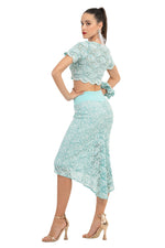 Load image into Gallery viewer, Mint Floral Lace Scrunchie