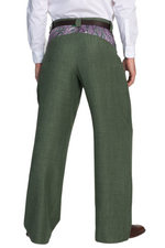 Load image into Gallery viewer, Moss Green Men's Tango Pants With Satin Purple Paisley Details