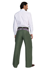 Load image into Gallery viewer, Moss Green Men's Tango Pants With Satin Purple Paisley Details