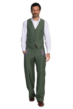 Load image into Gallery viewer, Moss Green Men's Tango Pants With Satin Purple Paisley Details
