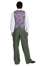 Load image into Gallery viewer, Moss Green Men's Tango Pants With Satin Purple Paisley Details