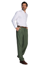 Load image into Gallery viewer, Moss Green Pants With Front And Back Pleat