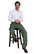 Load image into Gallery viewer, Moss Green Pants With Front And Back Pleat