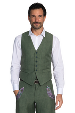 Load image into Gallery viewer, Moss Green Tango Vest With Purple Paisley Print Back