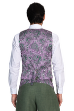 Load image into Gallery viewer, Moss Green Tango Vest With Purple Paisley Print Back