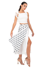 Load image into Gallery viewer, Navy Dotted Two-layer Dance Skirt