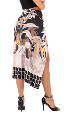 Load image into Gallery viewer, Neutral Leaf Print Wrap Skirt With High Slit
