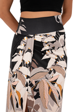 Load image into Gallery viewer, Neutral Leaf Print Wrap Skirt With High Slit