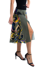 Load image into Gallery viewer, Abstract Floral Print Satin Skirt With Slit