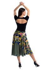 Load image into Gallery viewer, Abstract Floral Print Satin Skirt With Slit