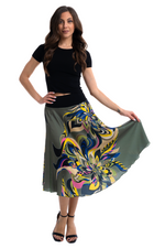 Load image into Gallery viewer, Abstract Floral Print Satin Skirt With Slit
