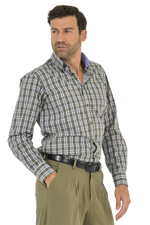 Load image into Gallery viewer, OliveGreenCheckedMen_sCottonShirt_