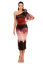 Load image into Gallery viewer, Ombré Slitted One-Sleeve Velvet Dress