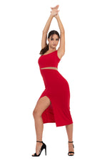 Load image into Gallery viewer, One-Shoulder Midi Dress With Side Cutout