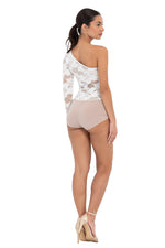 Load image into Gallery viewer, One-Sleeve Floral Lace Bodysuit