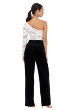 Load image into Gallery viewer, One-Sleeve Floral Lace Bodysuit