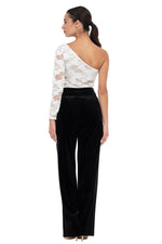 Load image into Gallery viewer, One-Sleeve Floral Lace Bodysuit
