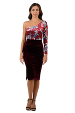 Load image into Gallery viewer, Paisley Floral Print One-Sleeve Velvet Bodysuit