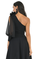 Load image into Gallery viewer, One-Sleeve Top with Slit Sleeve