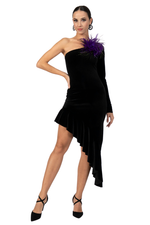 Load image into Gallery viewer, One-Sleeve Tango Dress with Assymetric Ruffled Skirt