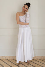 Load image into Gallery viewer, One-shoulder Lace & Satin Bridal Tango Dress With Keyhole Cutout