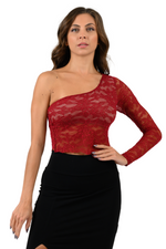 Load image into Gallery viewer, One-sleeve Lace Milonga Top