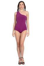 Load image into Gallery viewer, One Shoulder Bodysuit With Decorative Strappy Back