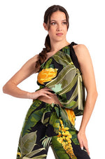 Load image into Gallery viewer, One Shoulder Tropical Print Loose Top