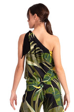 Load image into Gallery viewer, One Shoulder Tropical Print Loose Top