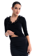 Load image into Gallery viewer, Dance Top With Organza Ruffles