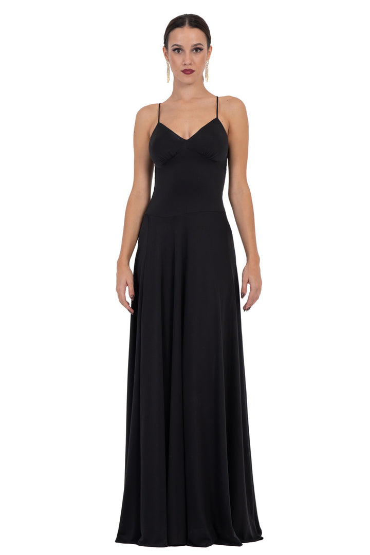Open Back Maxi Dress With High Slit