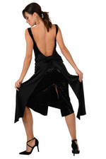 Load image into Gallery viewer, Open Back Sequin Velvet Dress With Decorative Bow