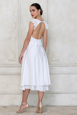 Load image into Gallery viewer, Open Back Two-Tier Satin Bridal Dress With Lace Top