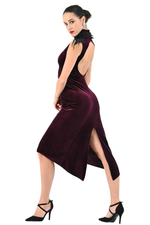 Load image into Gallery viewer, Open Back Velvet Tango Dress With Feathers