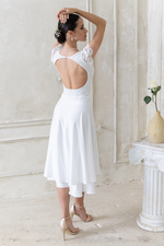 Load image into Gallery viewer, Open Back Two-Tier Satin Bridal Dress With Lace Top