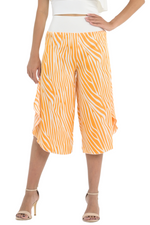 Load image into Gallery viewer, Zebra Print Tango Capri Pants With Ruffled Slits