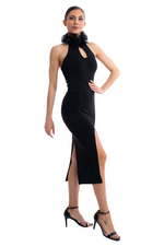 Load image into Gallery viewer, Organza Ruffled Halter Neck Tango Dress With Slit