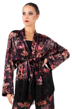 Load image into Gallery viewer, Oriental Velvet Floral Print Tango Kimono